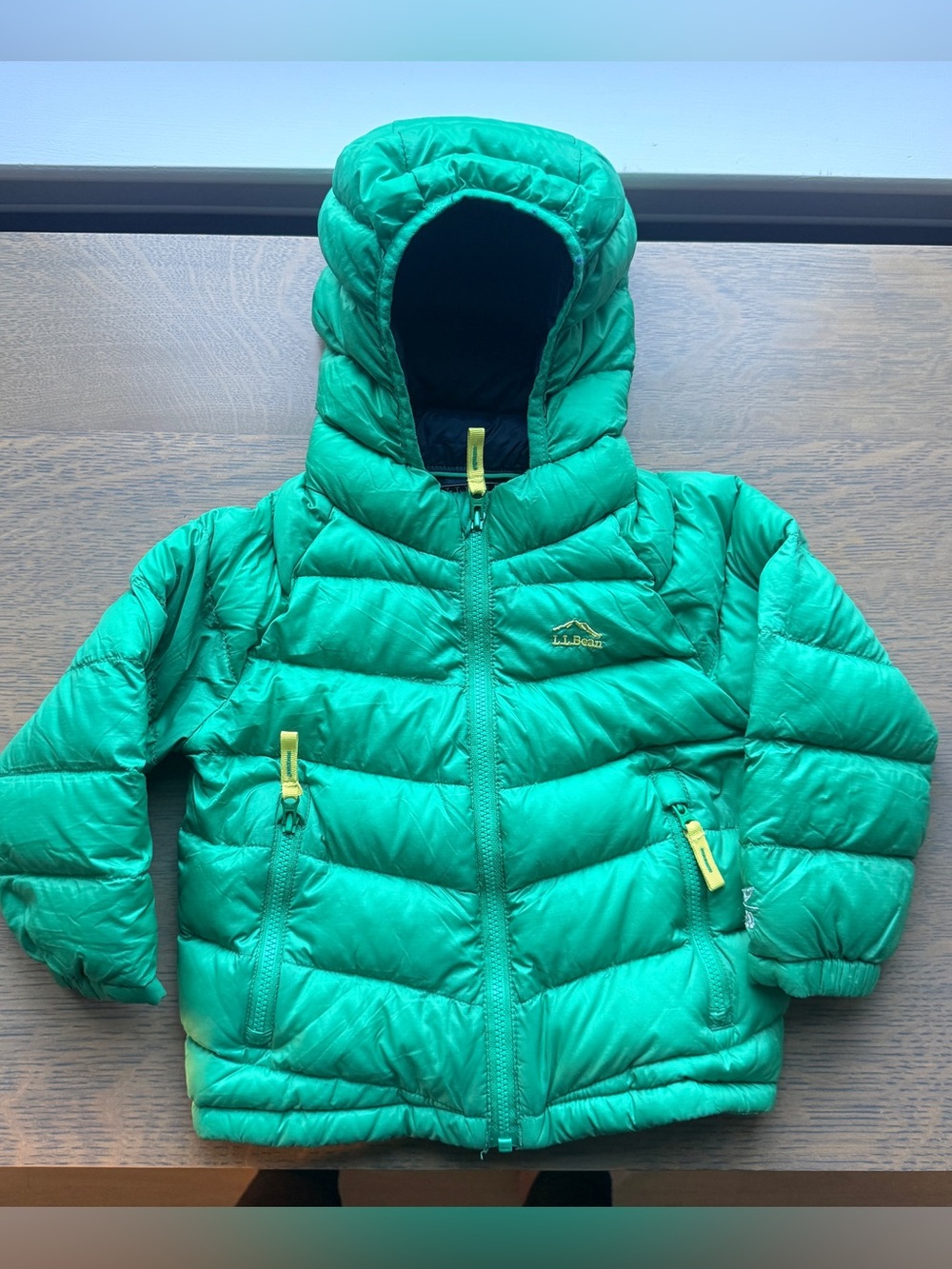 L.L. Bean Kids' Kelly Green Ultralight 650 Hooded Down Puffer Jacket - Size 2T